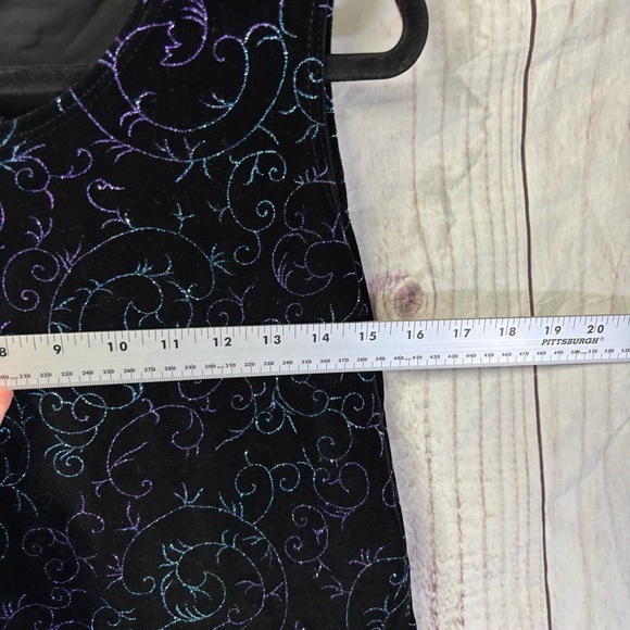 Vintage Notations Women's Sparkly Black and Purple Velvet Celestial Tank Top S - Picture 4 of 6